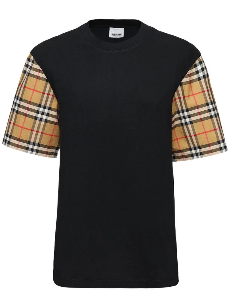 商品Burberry|Serra Cotton T-shirt W/ Check Sleeves,价格¥3480,第1张图片