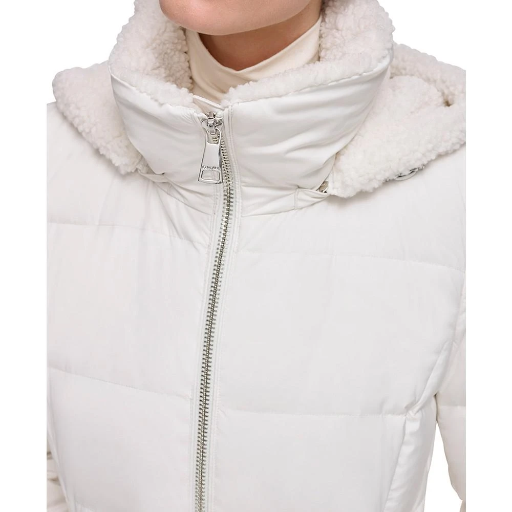 商品Calvin Klein|Women's Sherpa-Trimmed Hooded Down Puffer Coat,价格¥973,第4张图片详细描述