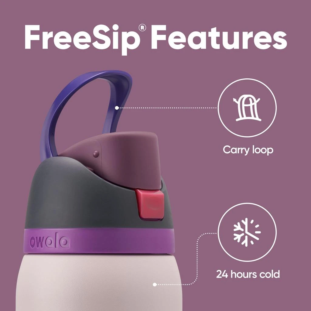 商品Owala|Owala FreeSip Insulated Stainless Steel Water Bottle with Straw for Sports, Travel, and School BPA-Free Sports Water Bottle, 32 oz, Dreamy Field,价格¥207,第2张图片详细描述
