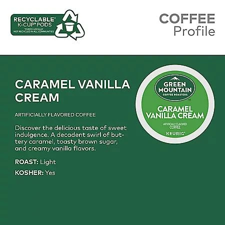 商品Green Mountain Coffee|Green Mountain Coffee K-Cup Pods, Caramel Vanilla Cream, 54 ct.,价格¥213,第3张图片详细描述