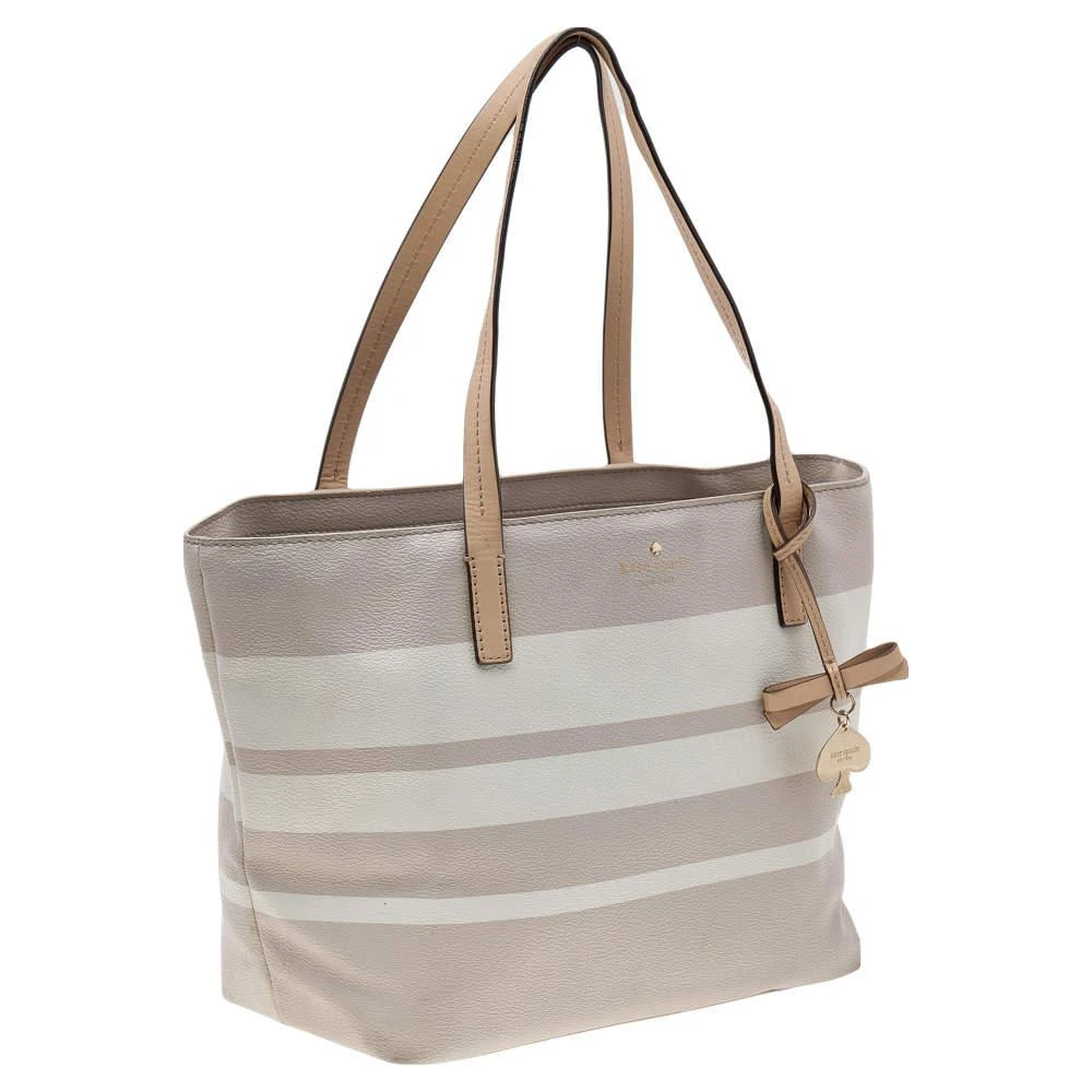商品[二手商品] Kate Spade|Kate Spade Grey/White PVC and Leather Striped Tote,价格¥813,第3张图片详细描述