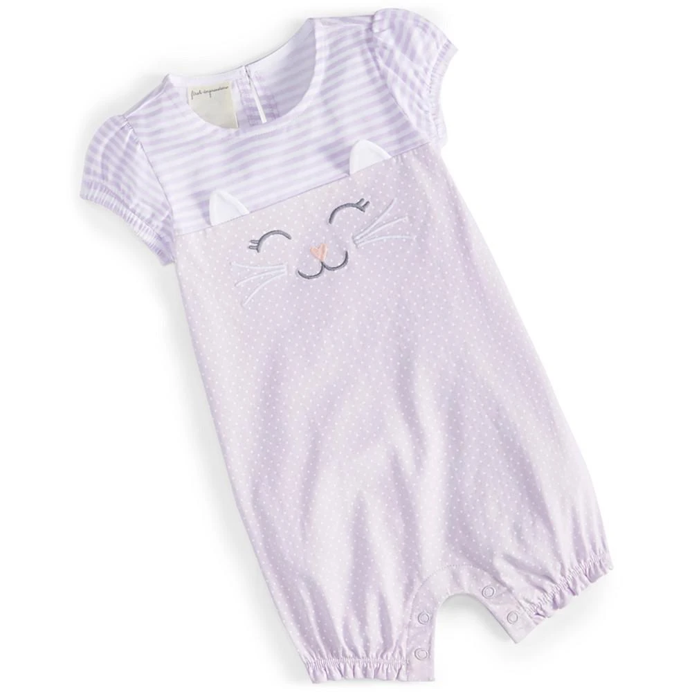 商品First Impressions|Baby Meow Embroidered Cotton Sunsuit, Created for Macy's,价格¥57,第1张图片