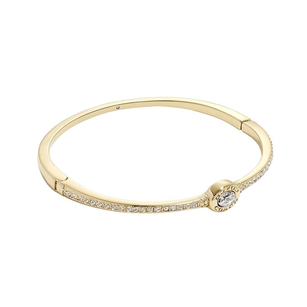 Signature Logo Pave Hinged Bangle Bracelet商品第1张图片规格展示