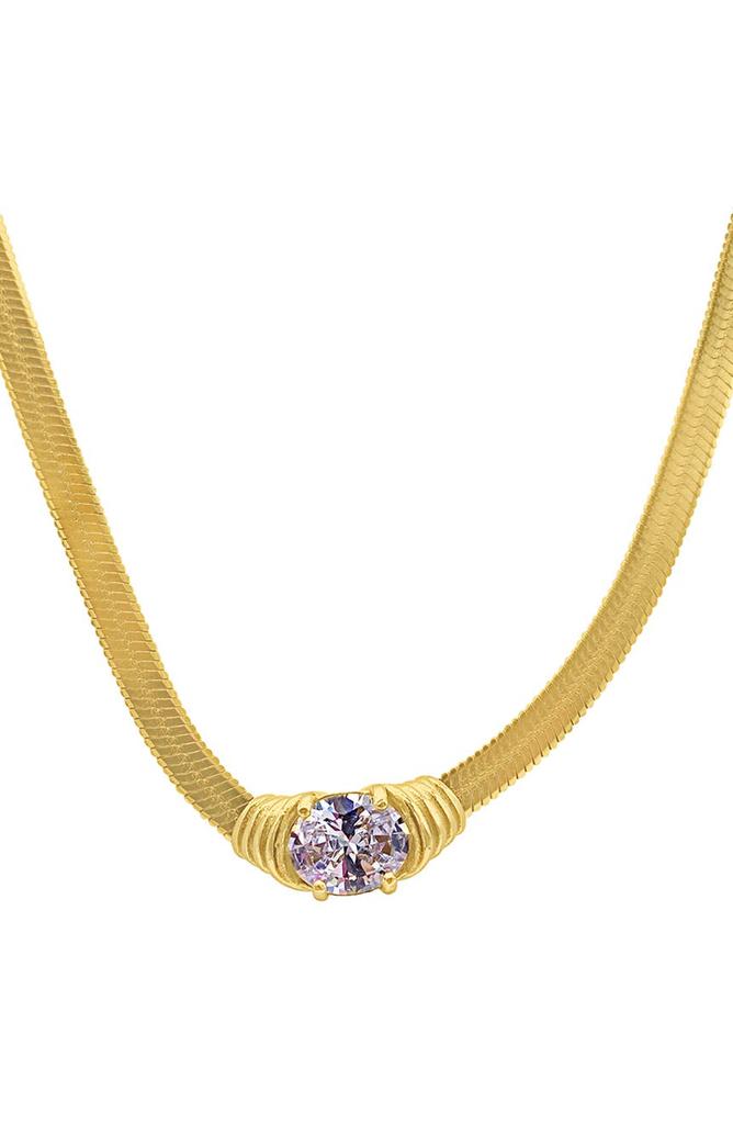 Crystal Herringbone Chain Necklace商品第1张图片规格展示