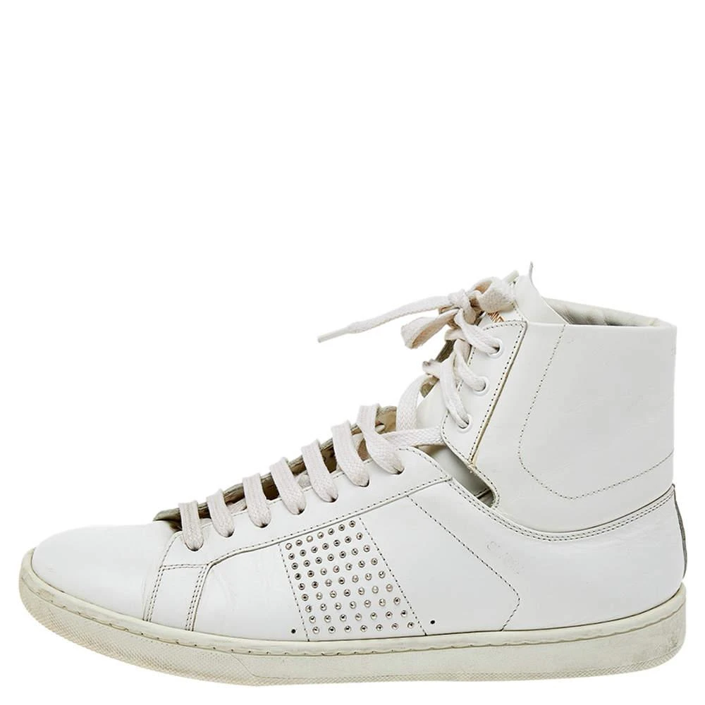 商品[二手商品] Yves Saint Laurent|Saint Laurent White Leather Signature Court Classic SL/01H High Top Sneakers Size 37.5,价格¥1001,第2张图片详细描述