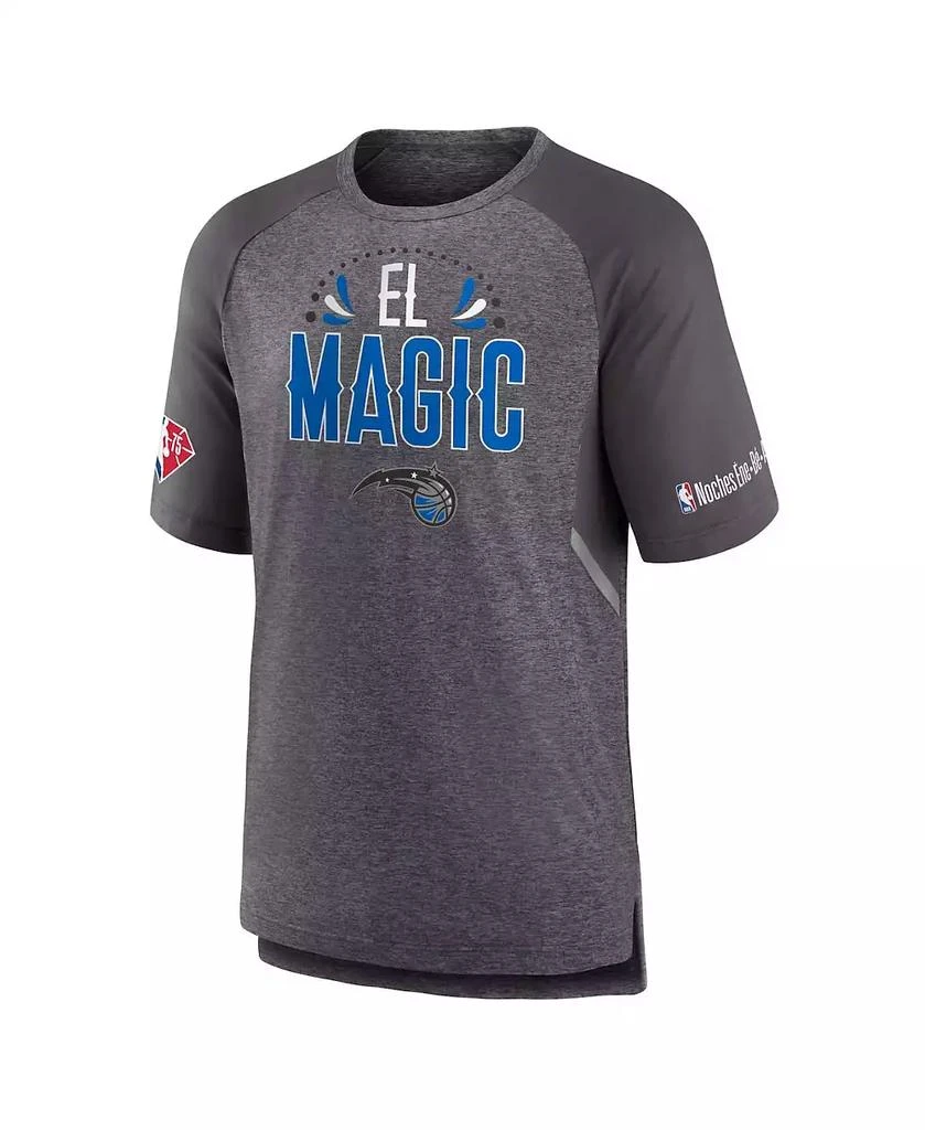 商品Fanatics|Men's Heathered Gray Orlando Magic 2022 Noches Ene-Be-A Core Shooting Raglan T-shirt,价格¥381,第3张图片详细描述