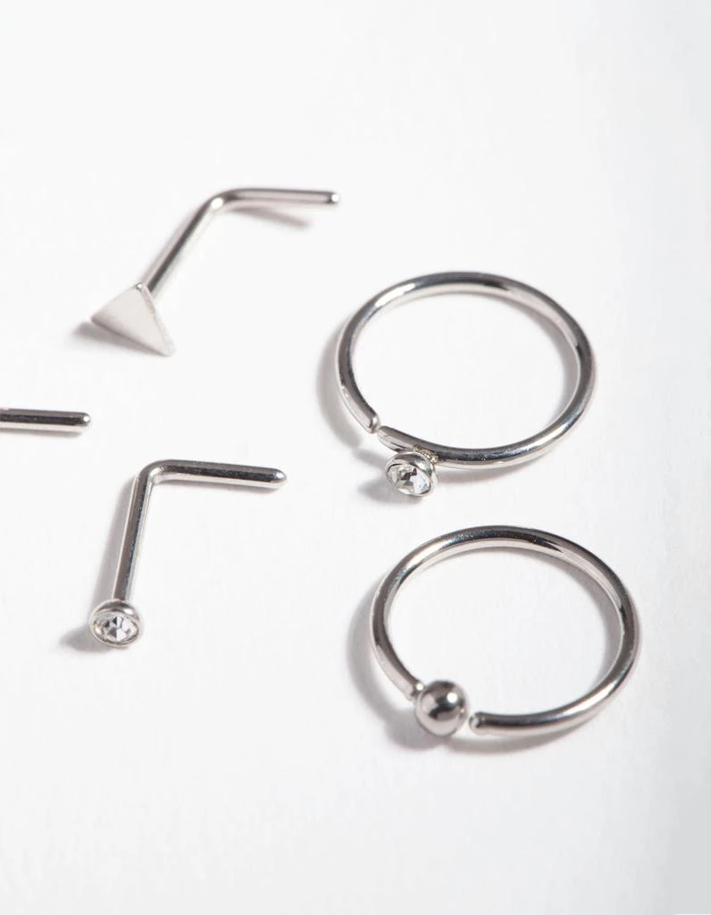 商品Lovisa|Rhodium Surgical Steel Geometric Diamante Nose Ring 6 Pack,价格¥136,第1张图片