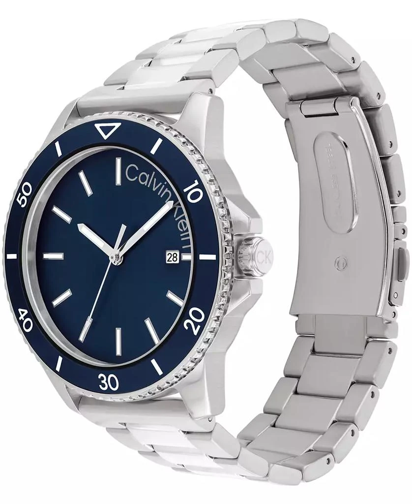 商品Calvin Klein|Men's Three Hand Silver Stainless Steel Bracelet Watch 44mm,价格¥1004,第2张图片详细描述