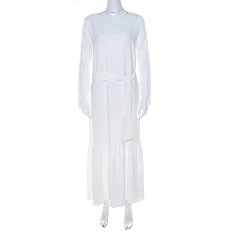 商品[二手商品] The Row|The Row Off White Crepe Flounce Hem Belted Lulchin Maxi Dress XS,价格¥1309,第1张图片