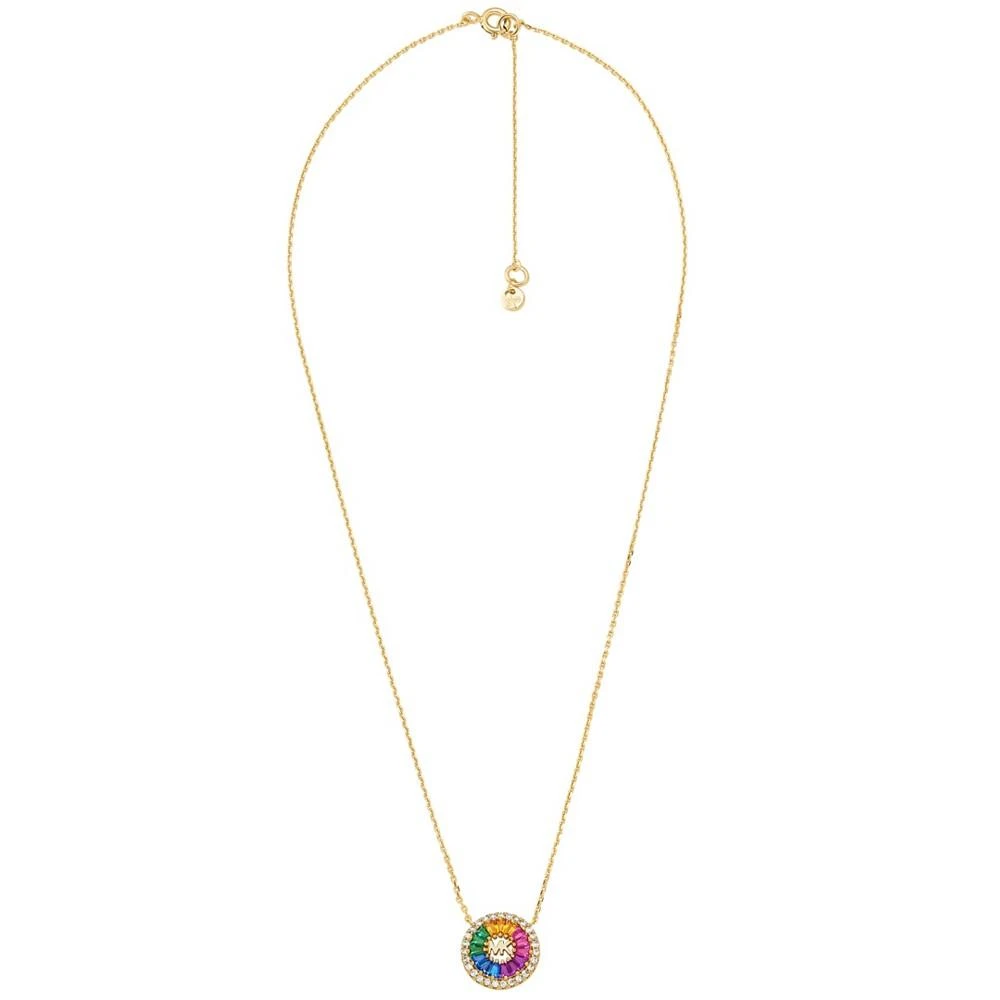 商品Michael Kors|14K Gold-Plated Sterling Silver Rainbow Cubic Zirconia Tapered Baguette and Pave Pendant Necklace,价格¥688,第2张图片详细描述