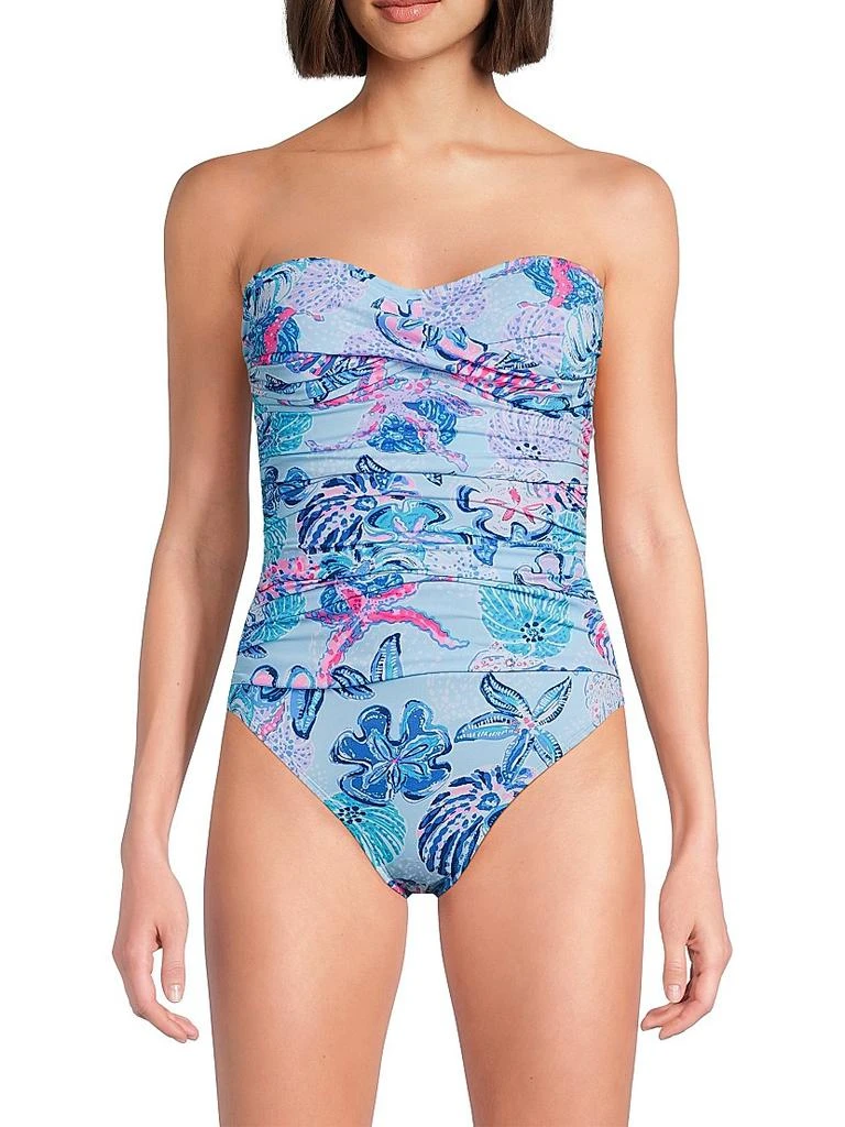 商品Lilly Pulitzer|Flamenco Ruched One-Piece Swimsuit,价格¥573,第3张图片详细描述