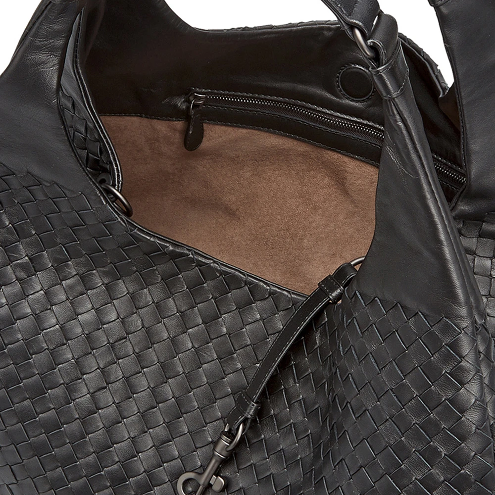 Bottega Veneta 葆蝶家 女款黑色手工编织小羊皮单肩手提包 124864-V0016-8175 商品