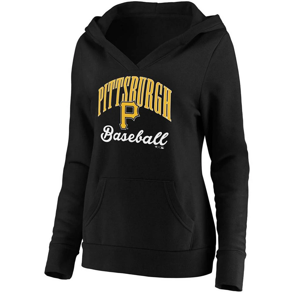 商品Fanatics|Women's Black Pittsburgh Pirates Victory Script Crossover Neck Pullover Hoodie,价格¥388,第3张图片详细描述