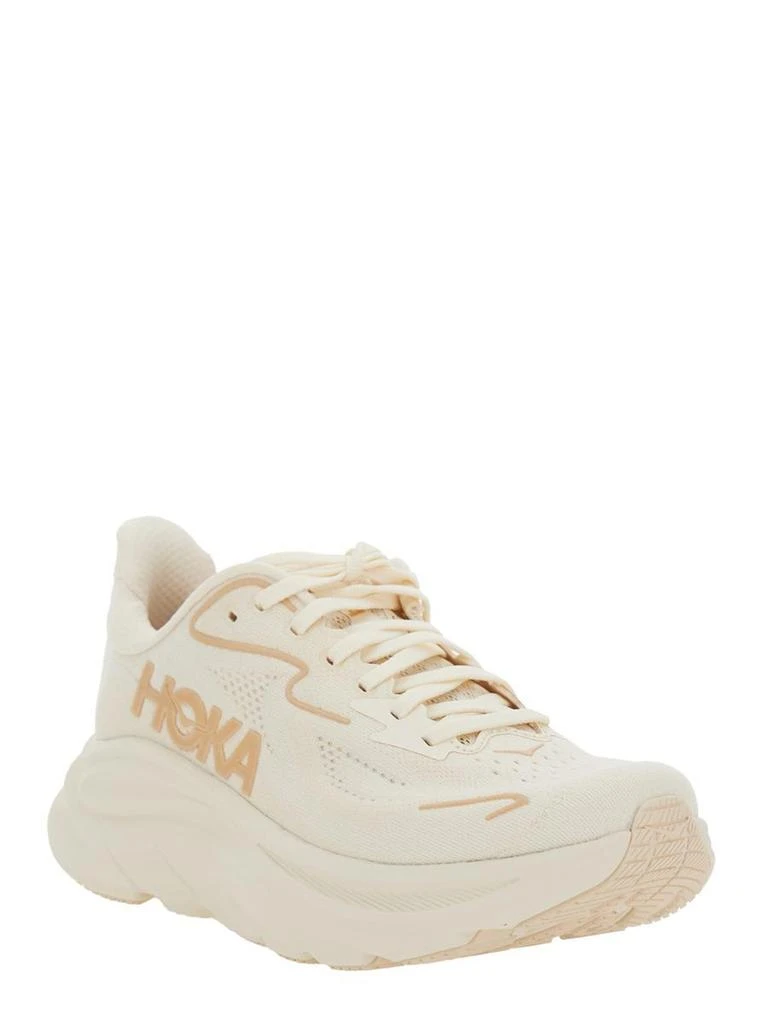 商品Hoka One One|'Clifton 10' White Low Top Sneakers With Oversize Sole And Logo Lettering On The Side In Tehc Fabric Unisex,价格¥1339,第2张图片详细描述