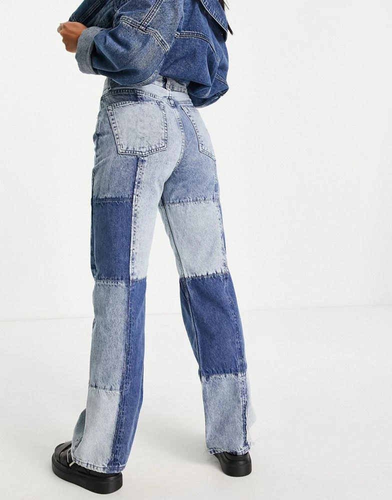 商品Topshop|Topshop Petite patchwork 90s straight jeans in black,价格¥375,第2张图片详细描述