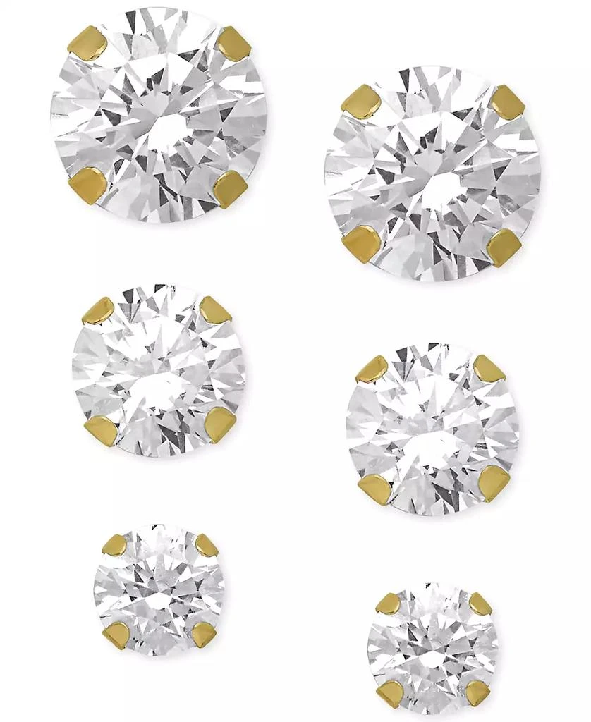 商品Macy's|Cubic Zirconia Round Stud Earrings Set in 14k White Gold (3/8-1-3/4 ct. t.w.),价格¥748,第1张图片详细描述