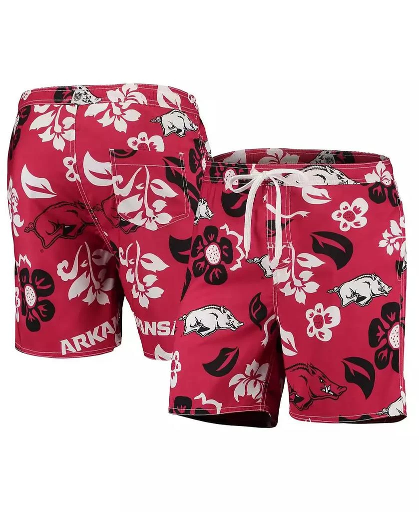 商品Wes & Willy|Men's Cardinal Arkansas Razorbacks Floral Volley Logo Swim Trunks,价格¥335,第1张图片