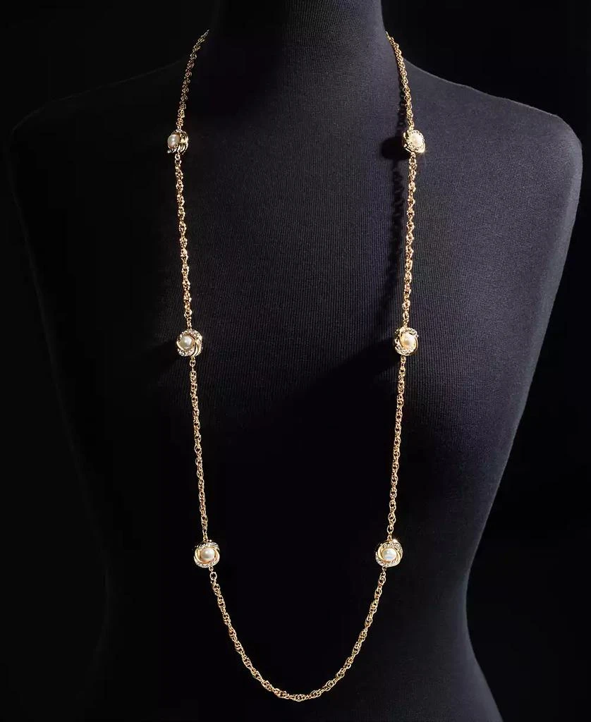 商品Charter Club|Gold-Tone Pavé & Imitation Pearl Station Necklace, 42" + 2" extender, Created for Macy's,价格¥151,第2张图片详细描述