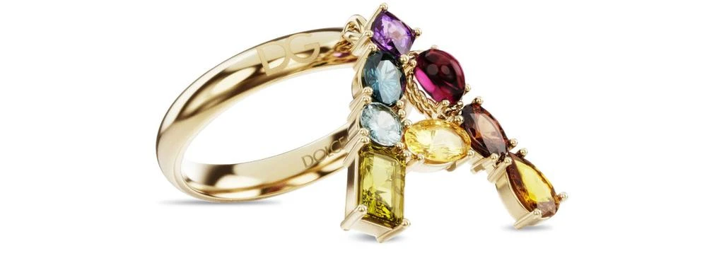 商品Dolce & Gabbana|Rainbow alphabet A ring in yellow gold with multicolor fine gems,价格¥15580,第2张图片详细描述