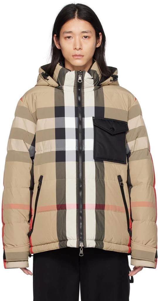 商品Burberry|Beige Check Reversible Down Jacket,价格¥10978,第1张图片