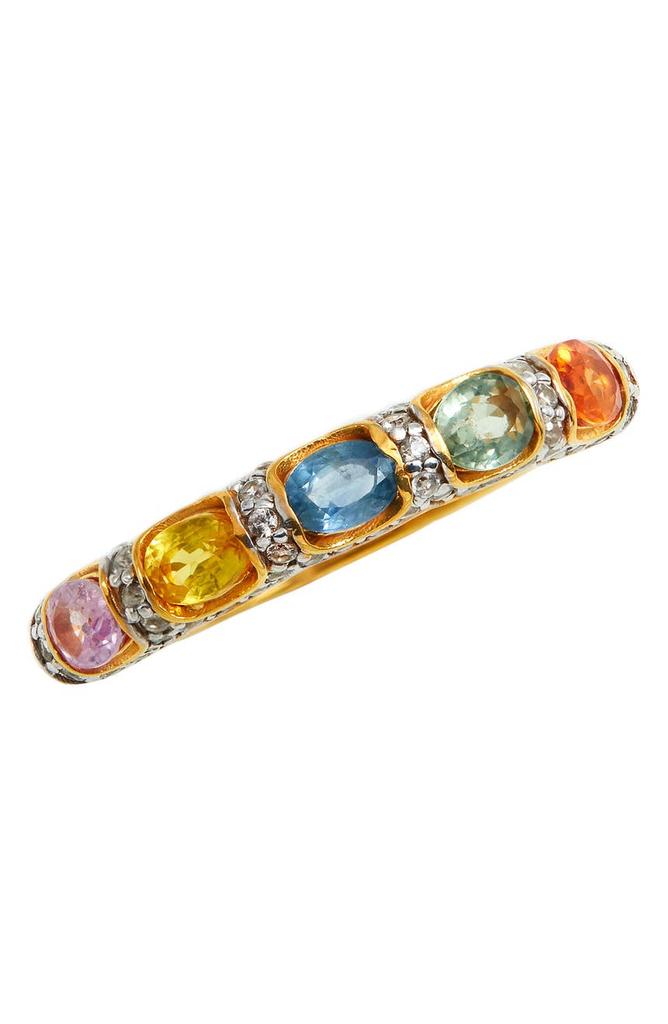Yellow Gold Vermeil Multicolor Sapphire Ring - Size 7商品第1张图片规格展示