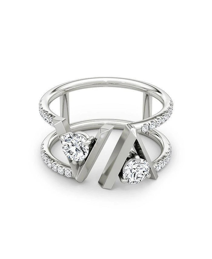 商品VRAI|V Double Row Pavé Band in 14K White Gold, .72ctw Round Brilliant Lab Grown Diamonds,价格¥8180,第1张图片详细描述