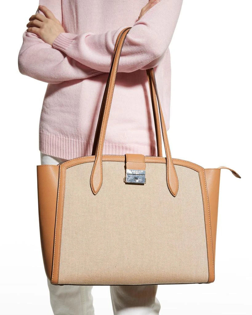 商品Kate Spade|canvas and faux-leather tote bag,价格¥1084,第2张图片详细描述