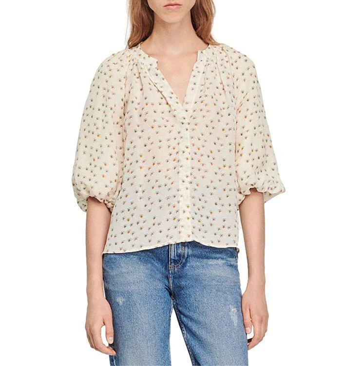 商品Sandro|Bluebird Elbow Sleeve Blouse,价格¥1104,第1张图片