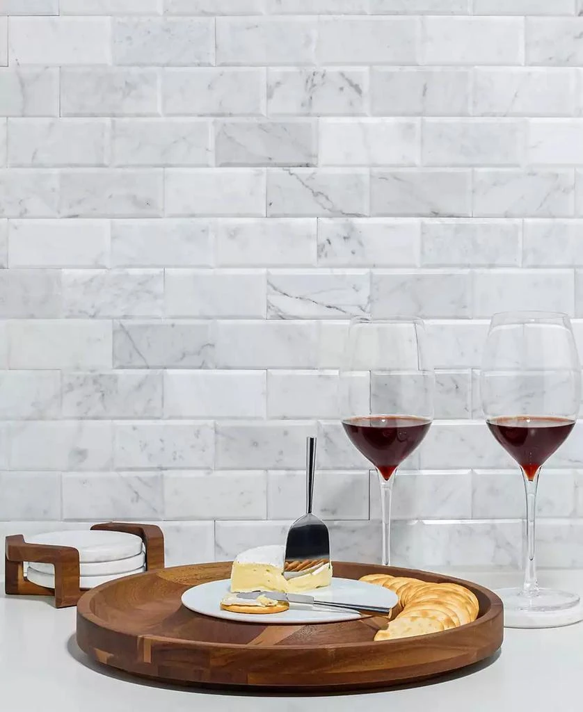 商品Nambé|Chevron Wine Coaster in Acacia Wood and Marble,价格¥448,第3张图片详细描述