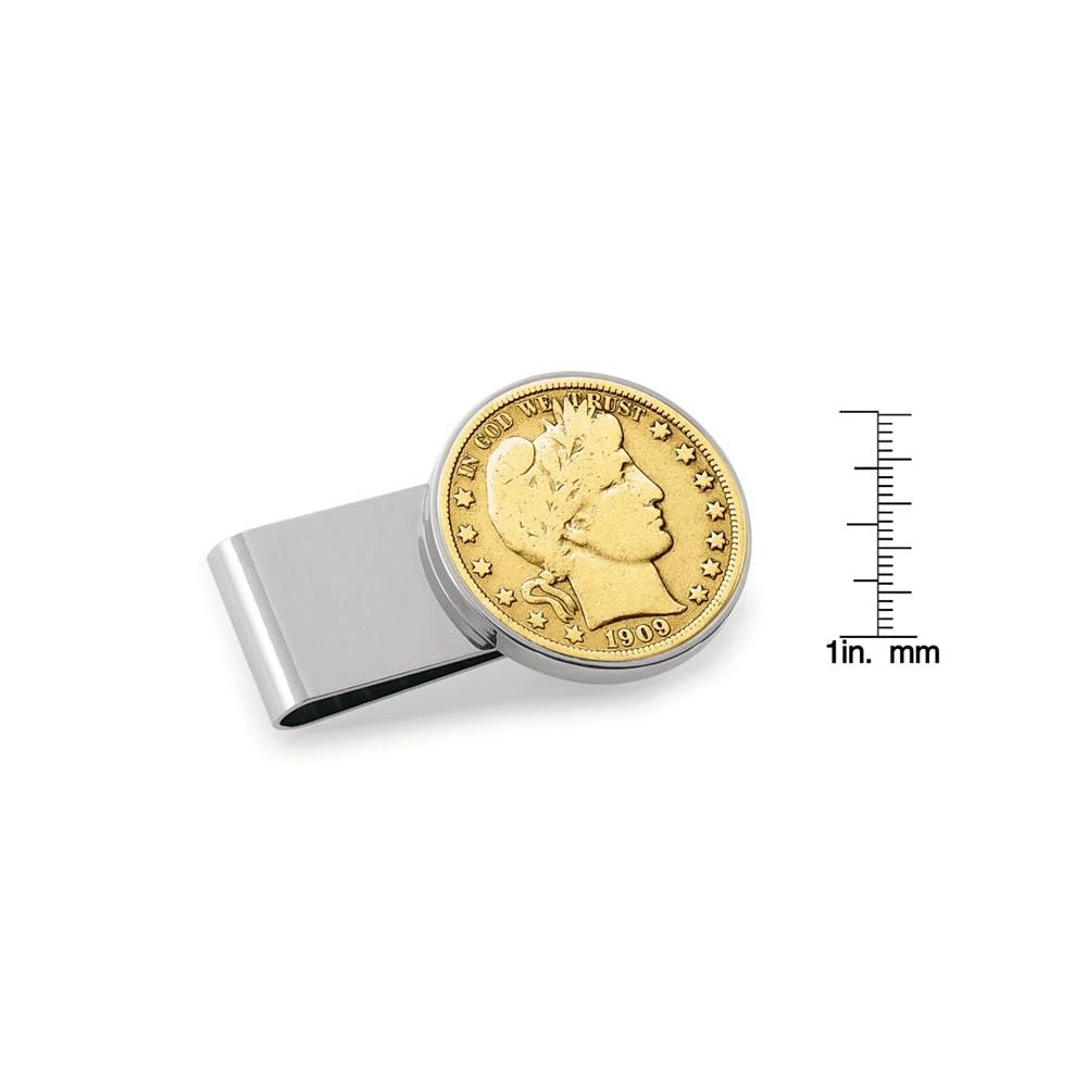 商品American Coin Treasures|Men's Gold-Layered Silver Barber Half Dollar Stainless Steel Coin Money Clip,价格¥658,第2张图片详细描述