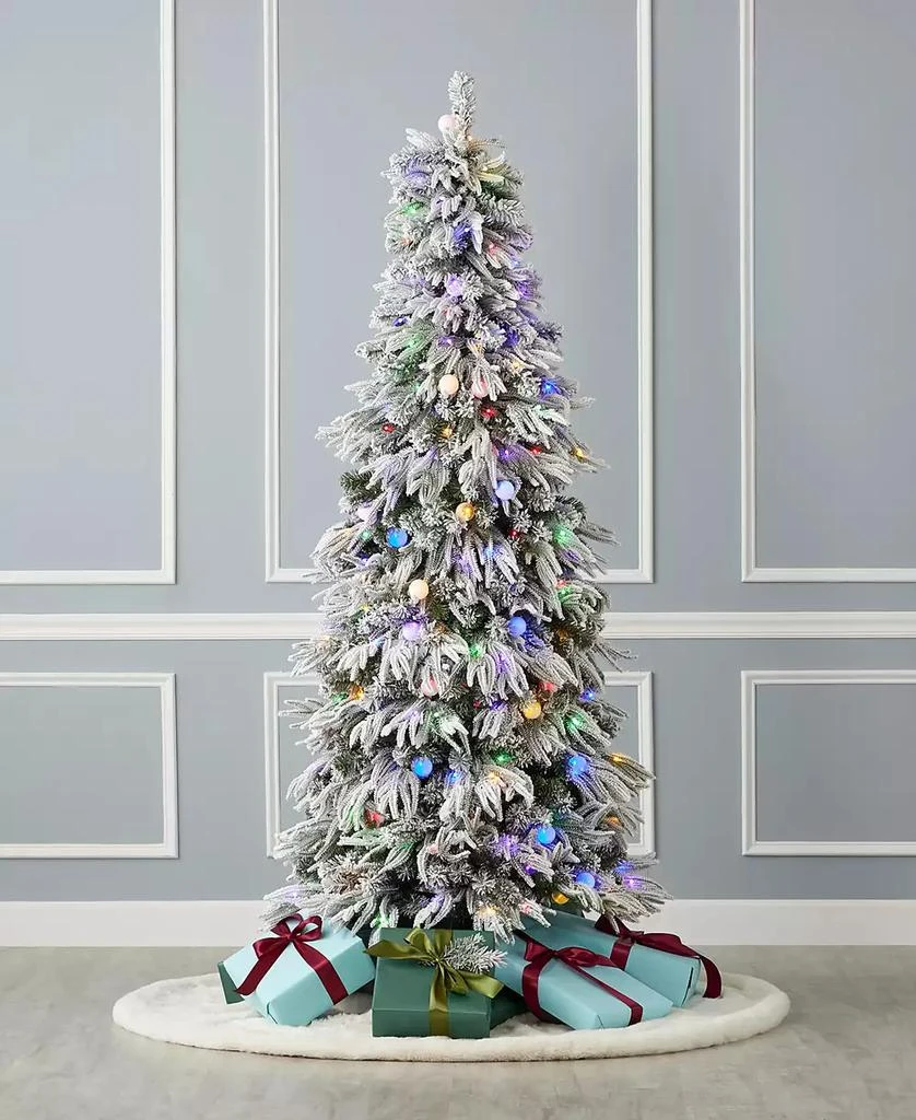 商品Seasonal|Frosted Acadia 6' Pre-Lit Flocked PE Mixed PVC Slim Tree with Metal Standing, 1865 Tips, 200 Changing LED Lights,价格¥880,第4张图片详细描述