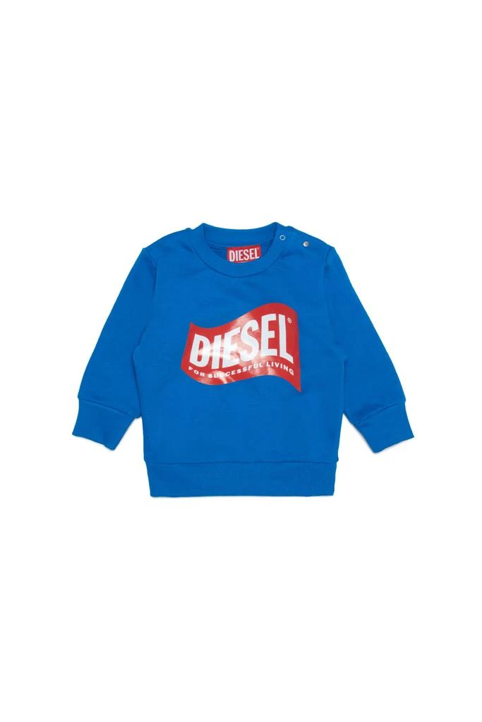 商品Diesel|Sannyb Sweat-shirt  Blue Crew-neck Cotton Sweatshirt With Logo In wave Version,价格¥530,第1张图片