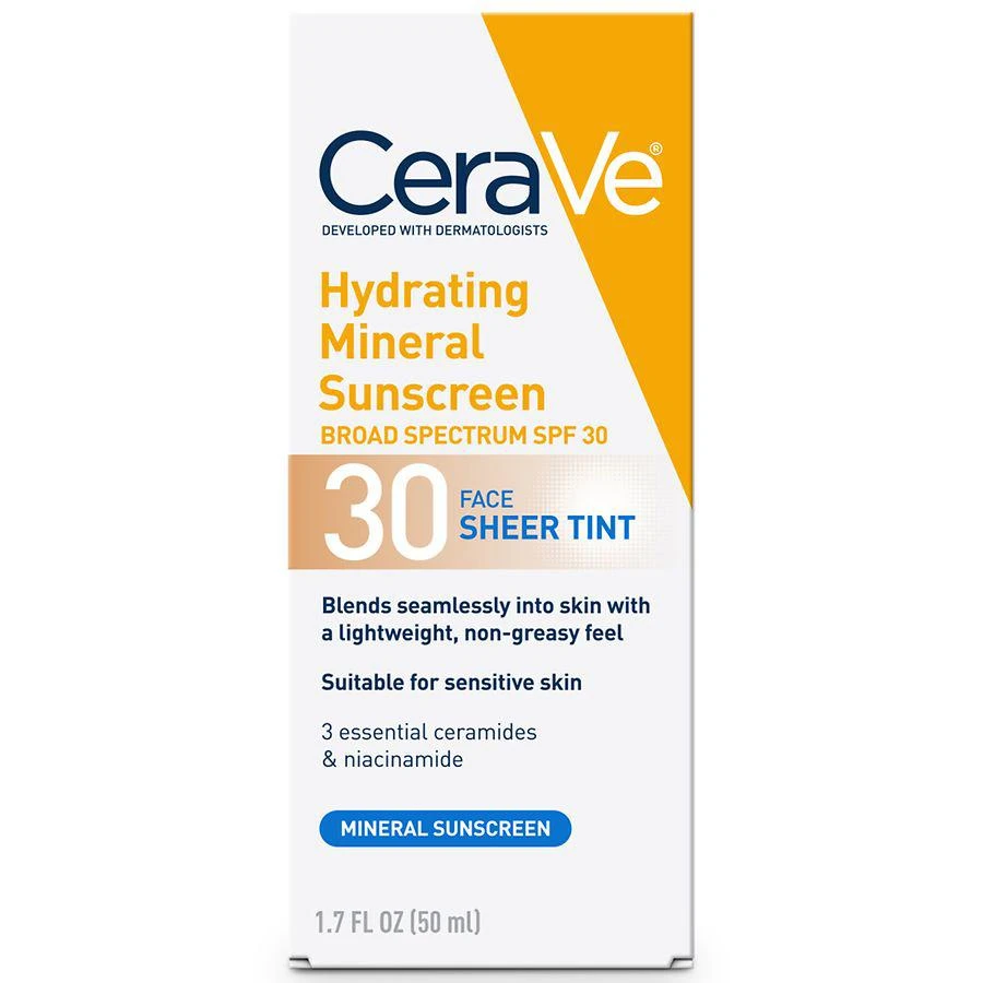 商品CeraVe|Hydrating Mineral Sunscreen SPF 30 for Face with Sheer Tint,价格¥168,第3张图片详细描述