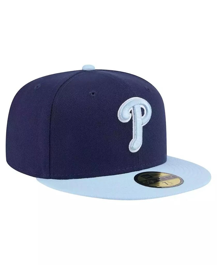 商品New Era|Men's Navy/Light Blue Philadelphia Phillies Color Pack 2-Tone 59FIFTY Fitted Hat,价格¥334,第4张图片详细描述