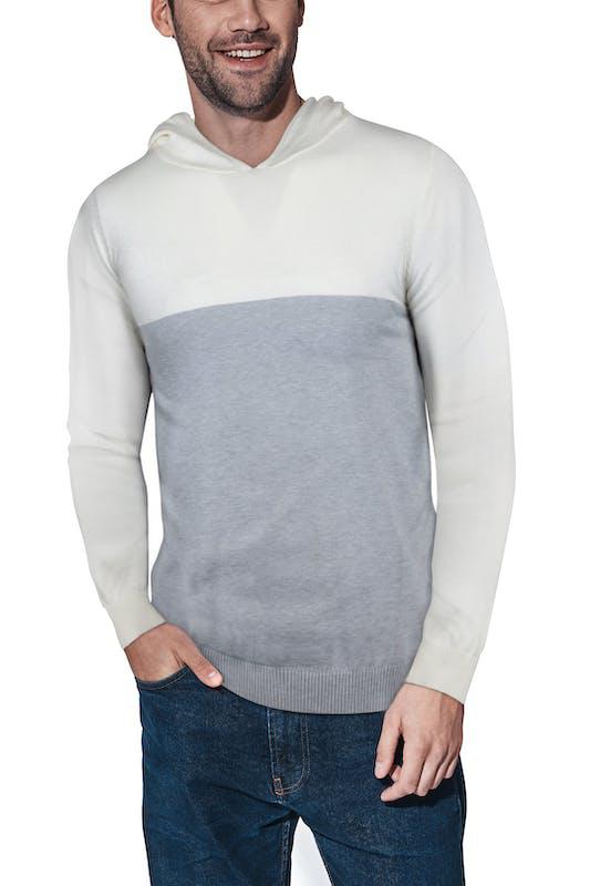 Color Block Pullover Hoodie Sweater Offwhite/Heather Grey商品第1张图片规格展示