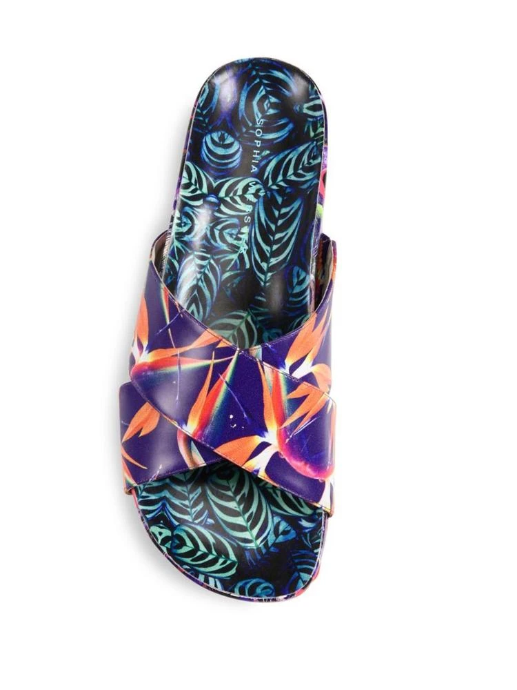 商品Sophia Webster|Phoebe Leaf-Print Leather Wedge Slides,价格¥1126,第4张图片详细描述