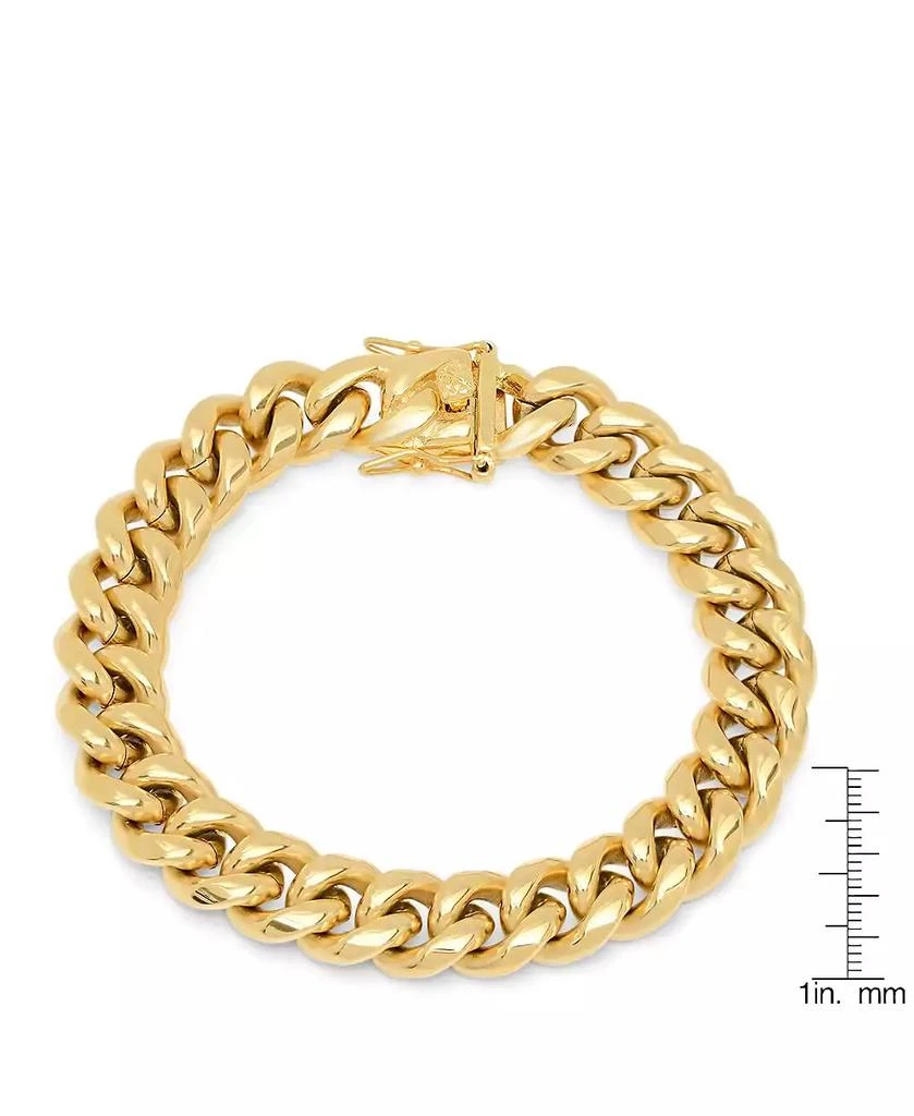 商品STEELTIME|Men's 18k gold Plated Stainless Steel Miami Cuban Chain Link Style Bracelet with 12mm Box Clasp Bracelet,价格¥443,第2张图片详细描述