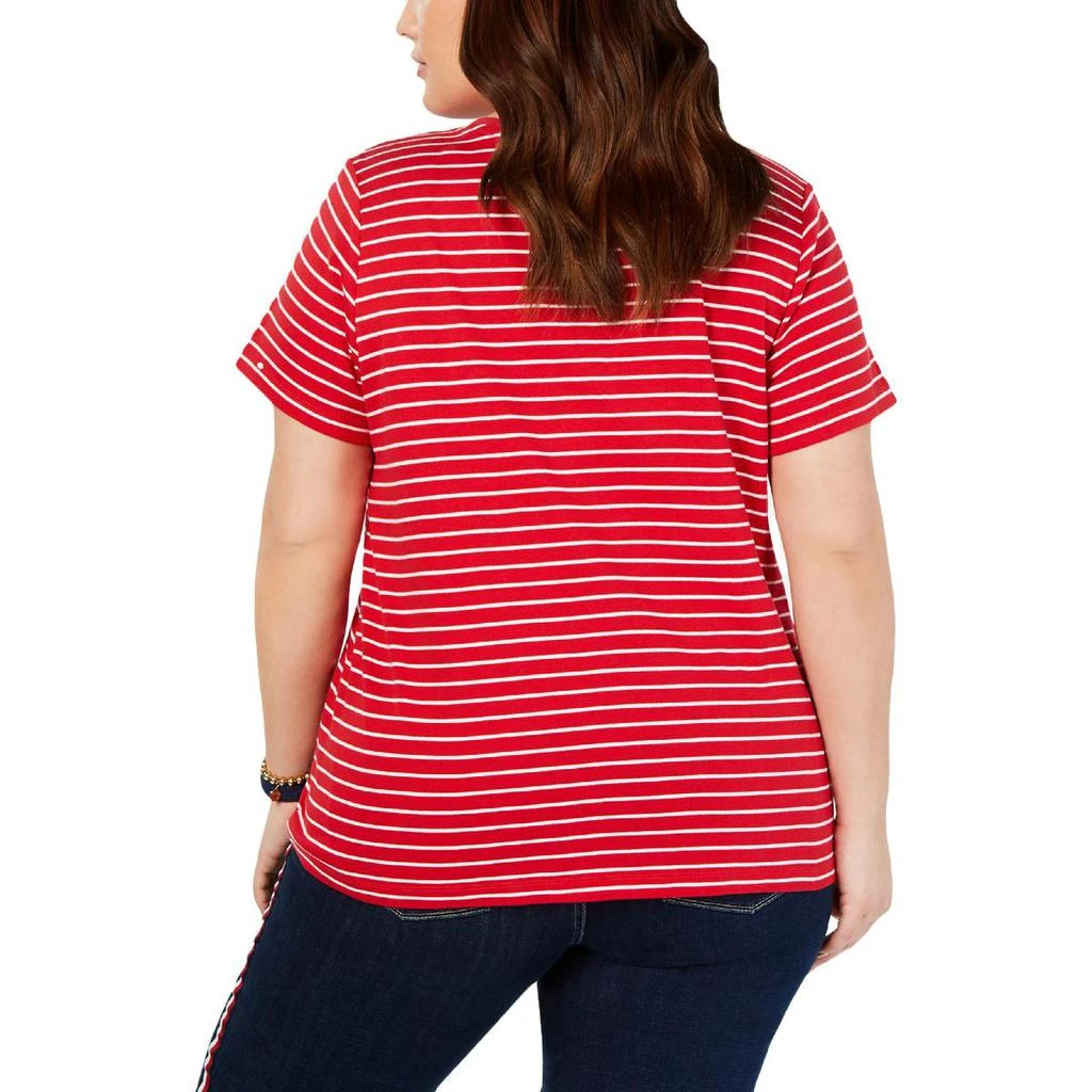 商品Tommy Hilfiger|Tommy Hilfiger Womens Plus V-neck Logo T-Shirt,价格¥69,第2张图片详细描述