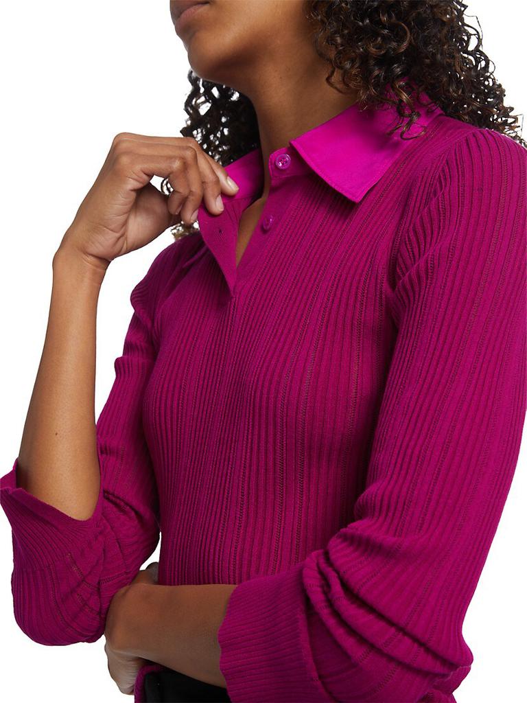 Rib-Knit Polo Sweater商品第6张图片规格展示