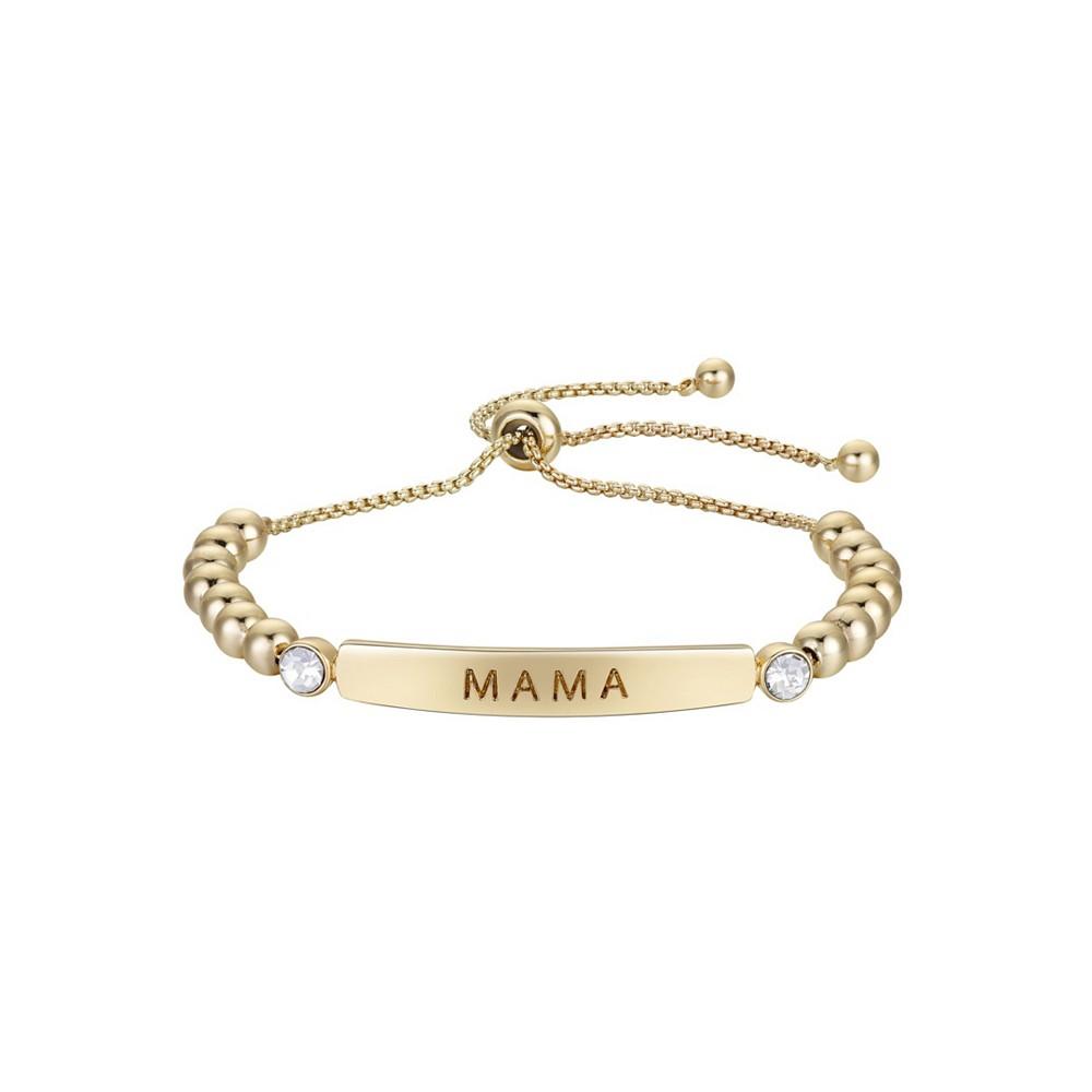 Gold Flash Plated "Mama" Bar and Bead Bolo Bracelet商品第1张图片规格展示