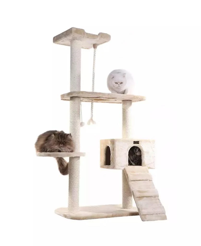 商品Macy's|58" Natural Sisal Real Wood Scratching Cat Tree,价格¥1463,第1张图片