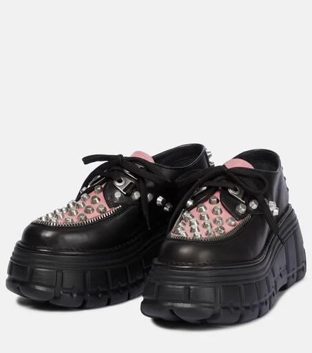 商品Miu Miu|缀饰皮革厚底德比鞋,价格¥12627,第5张图片详细描述