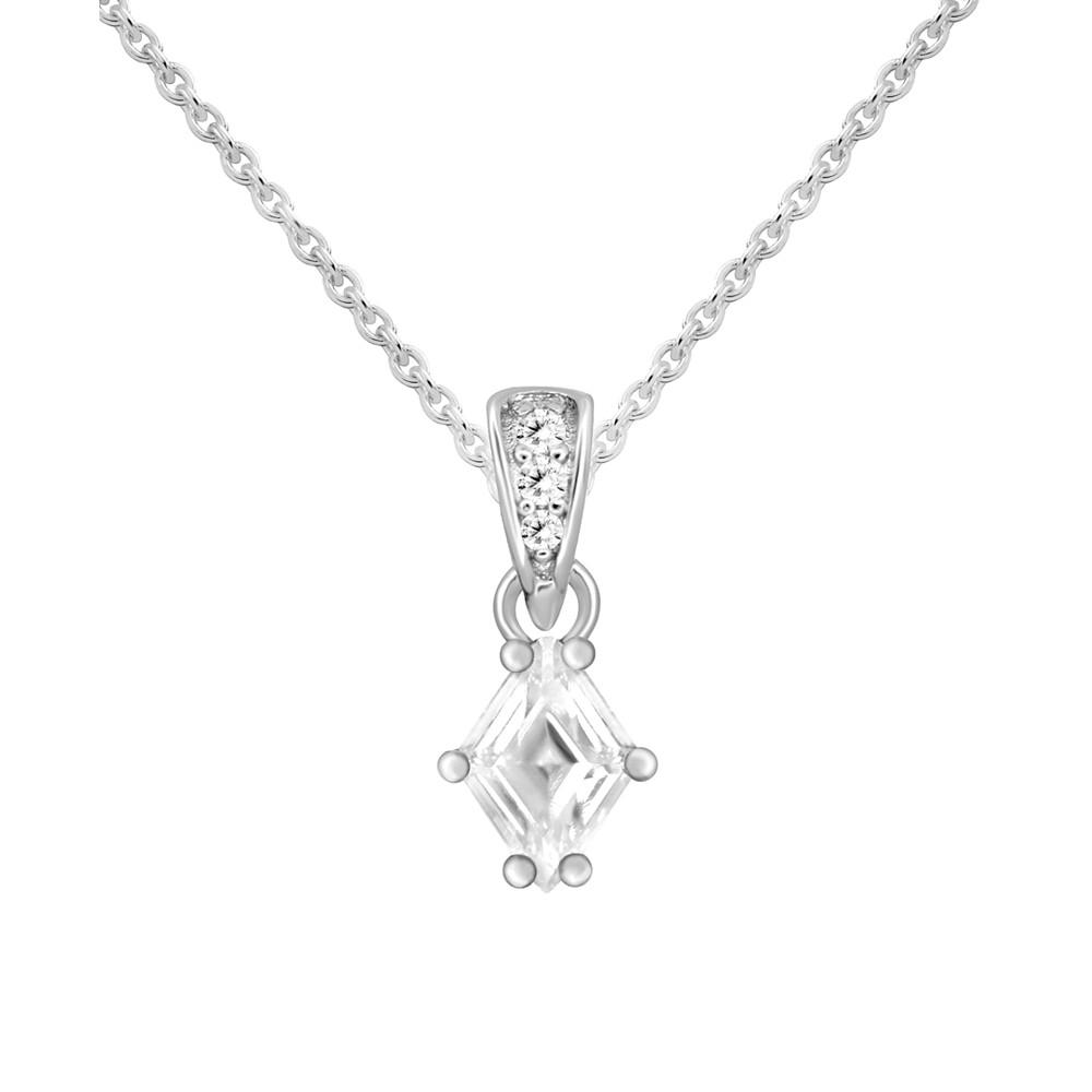 Cubic Zirconia Pendant Necklace, 16" + 2" extender in Silver or Gold Plate商品第1张图片规格展示