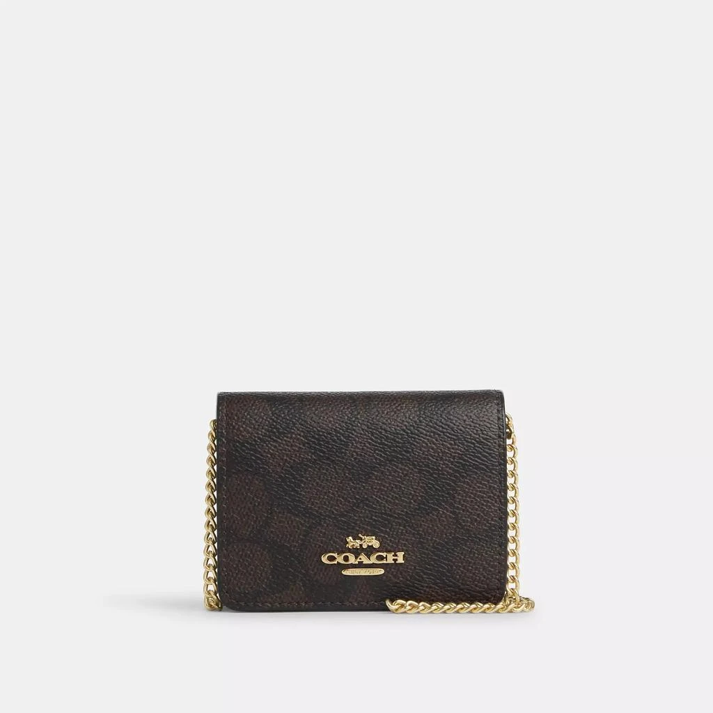 商品Coach|Mini Wallet On A Chain In Signature Canvas,价格¥546,第1张图片