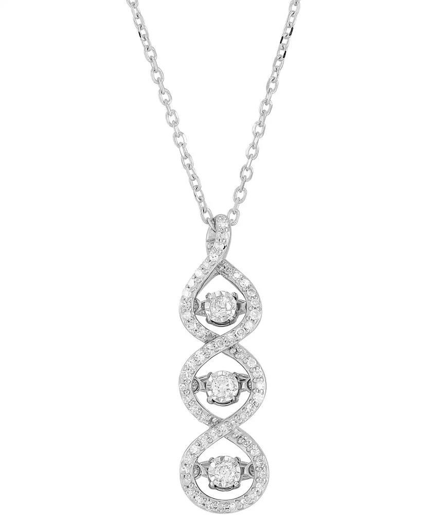 商品Macy's|Diamond Crossover Triple Twist Pendant Necklace (1/3 ct. t.w.) in 10k White Gold, 16" + 1" extender,价格¥5158,第1张图片