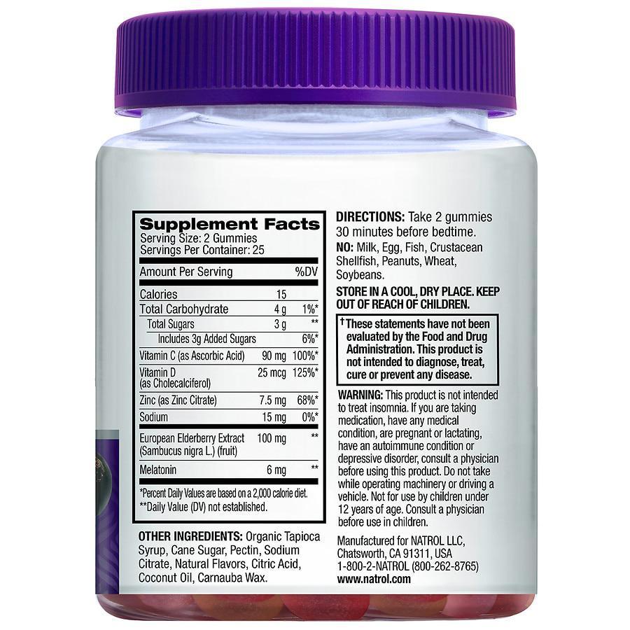 商品Natrol|Sleep+ Immune Health, Melatonin and Elderberry, Gummies Berry,价格¥144,第5张图片详细描述