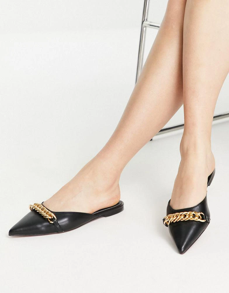 商品ASOS|ASOS DESIGN Lawful chain flat mules in black,价格¥107,第1张图片