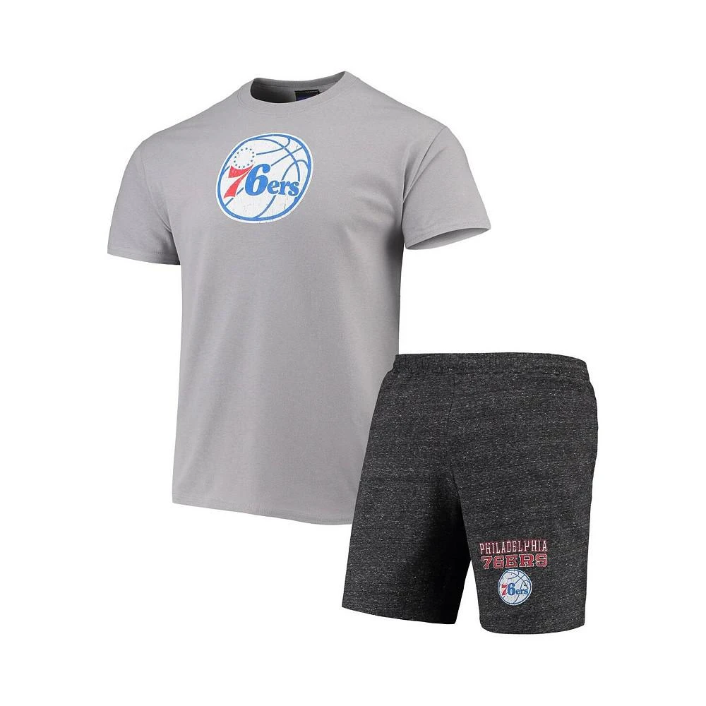 商品Concepts Sport|Men's Gray, Heathered Charcoal Philadelphia 76ers Pitch T-shirt and Shorts Set,价格¥411,第1张图片