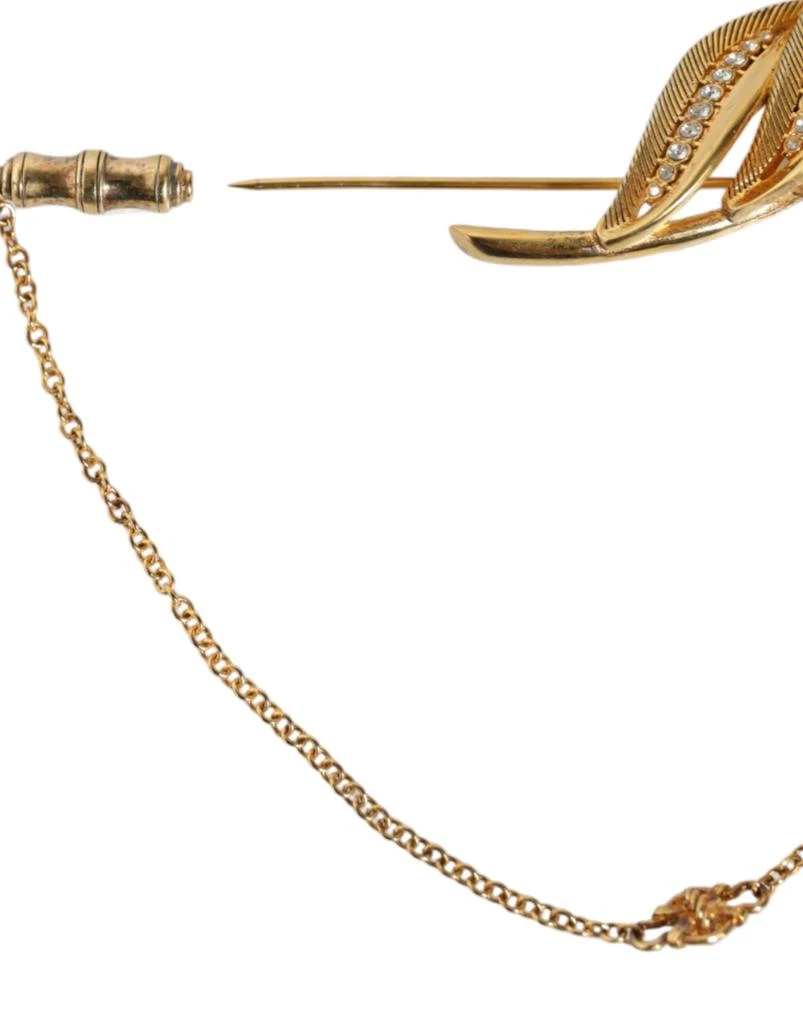商品Dolce & Gabbana|Dolce & Gabbana Gold Tone 925 Sterling Silver Leaf Crystal Chain Brooch,价格¥3092,第5张图片详细描述