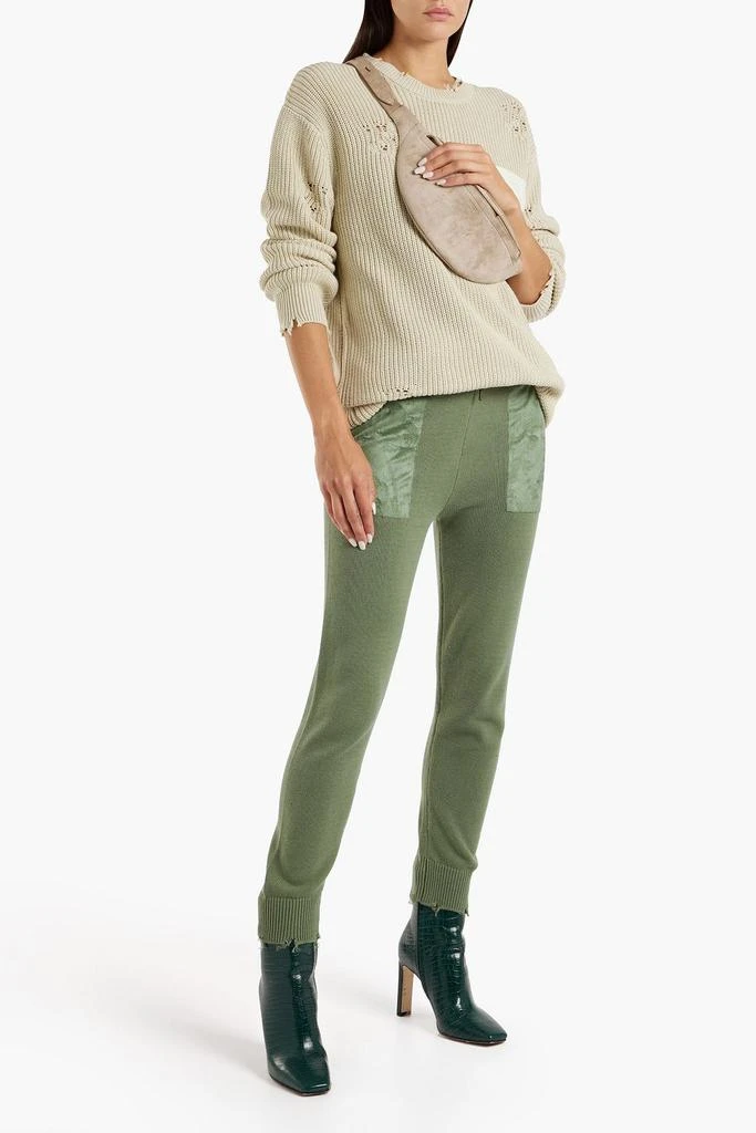 商品SER.O.YA|Ida faux suede-trimmed distressed cotton track pants,价格¥330,第2张图片详细描述